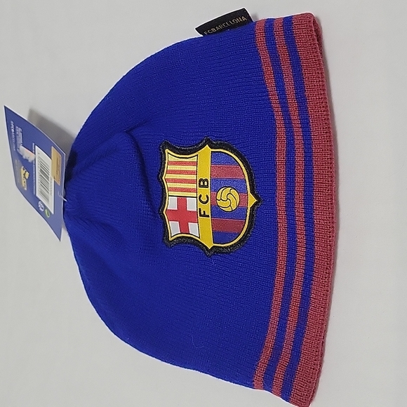 FCBARCELONA Knit Beanie One Size Unisex Blue and Red NWT - Picture 2 of 13